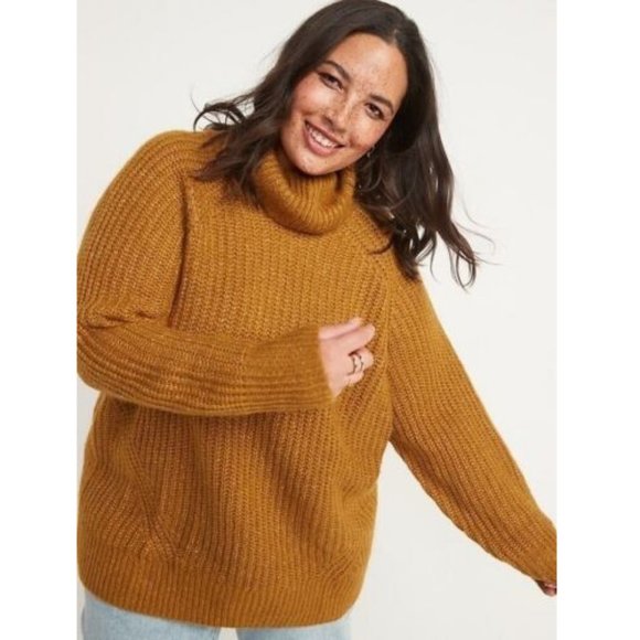 Old Navy Sweaters - Old Navy Long-Sleeve Shaker-Stitch Turtleneck Tunic Sweater